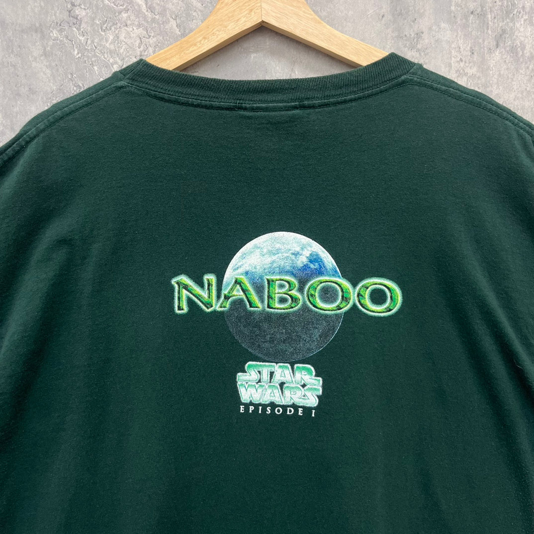 90s USA製 STAR WARS スターウォーズ Episode1 Phantom Menace ムービーT 映画 古着 ビンテージ NABOO オフィシャル Tシャツ 半袖