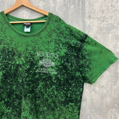 HARLEY-DAVIDSON ハーレーダビッドソン 半袖 Tシャツ ハーレーT バイク ガイコツ 古着 ビンテージ グリーン ２XL