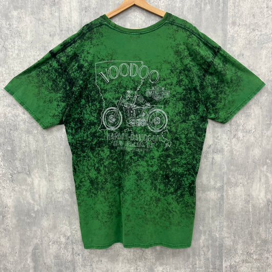 HARLEY-DAVIDSON ハーレーダビッドソン 半袖 Tシャツ ハーレーT バイク ガイコツ 古着 ビンテージ グリーン ２XL