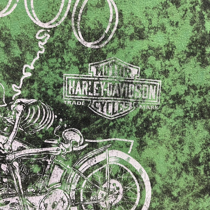 HARLEY-DAVIDSON ハーレーダビッドソン 半袖 Tシャツ ハーレーT バイク ガイコツ 古着 ビンテージ グリーン ２XL