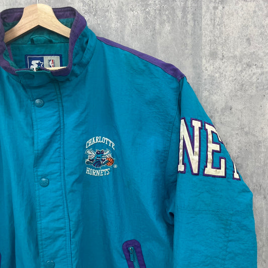 90s STARTER NBA シャーロットホーネッツ スタジャン バスケット ジャケット 古着 ビンテージ XL