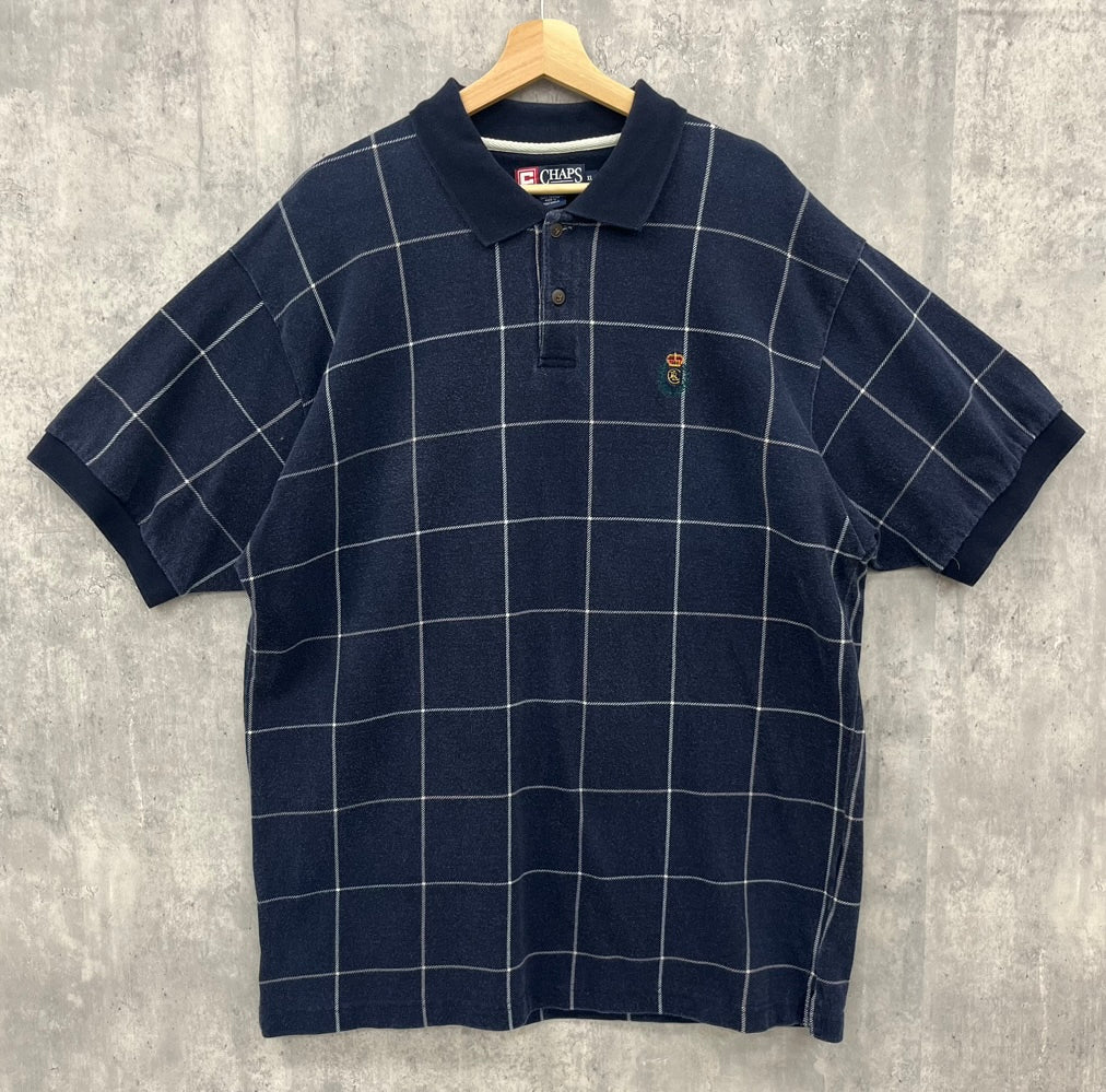 90s CHAPS Ralph Lauren ポロシャツ チャップス ラルフローレン 半袖 チェック 90年代 古着 ビンテージ XL