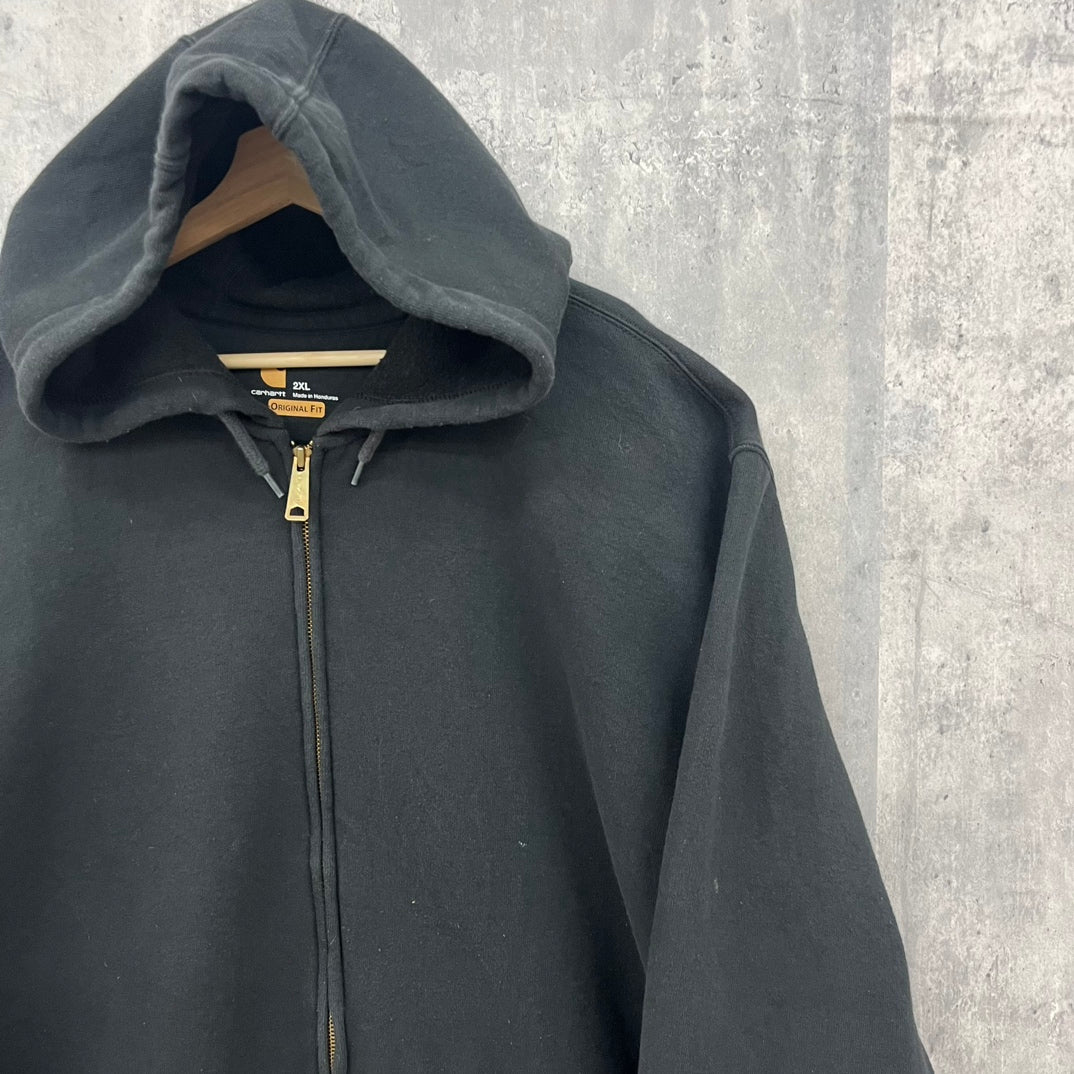 Carhartt カーハート ジップアップパーカー スウェット 長袖 古着 ビンテージ 2XL ブラック