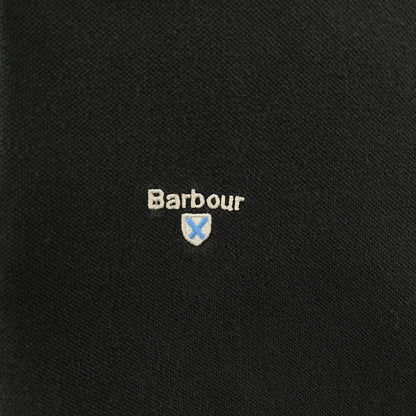 Barbour ポロシャツ バブアー ワンポイント ロゴ 刺しゅう 半袖 古着 ビンテージ ブラック 黒 M