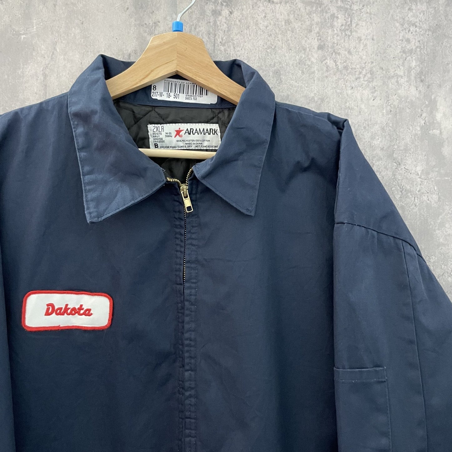 90s vintage 古着　ビンテージ　ワークジャケット　ARAMARK 企業ロゴ　フルジップ　裏キルティング　オーバーサイズ