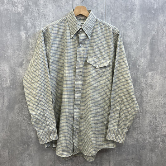 80~90s L.L.bean エルエルビーン 長袖シャツ ボタンダウン 胸ポケ 15 1/2-33 アメリカ製 古着