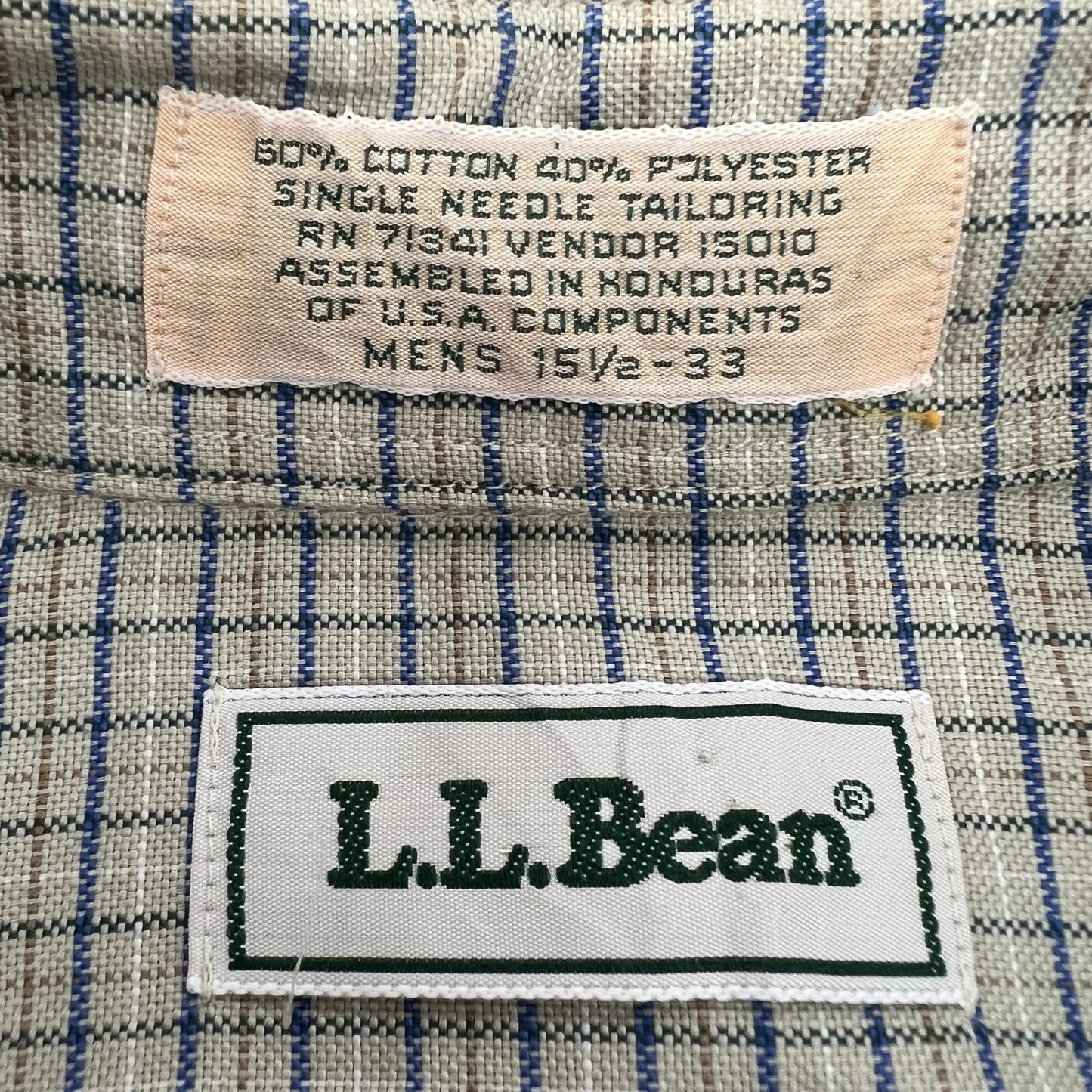 80~90s L.L.bean エルエルビーン 長袖シャツ ボタンダウン 胸ポケ 15 1/2-33 アメリカ製 古着