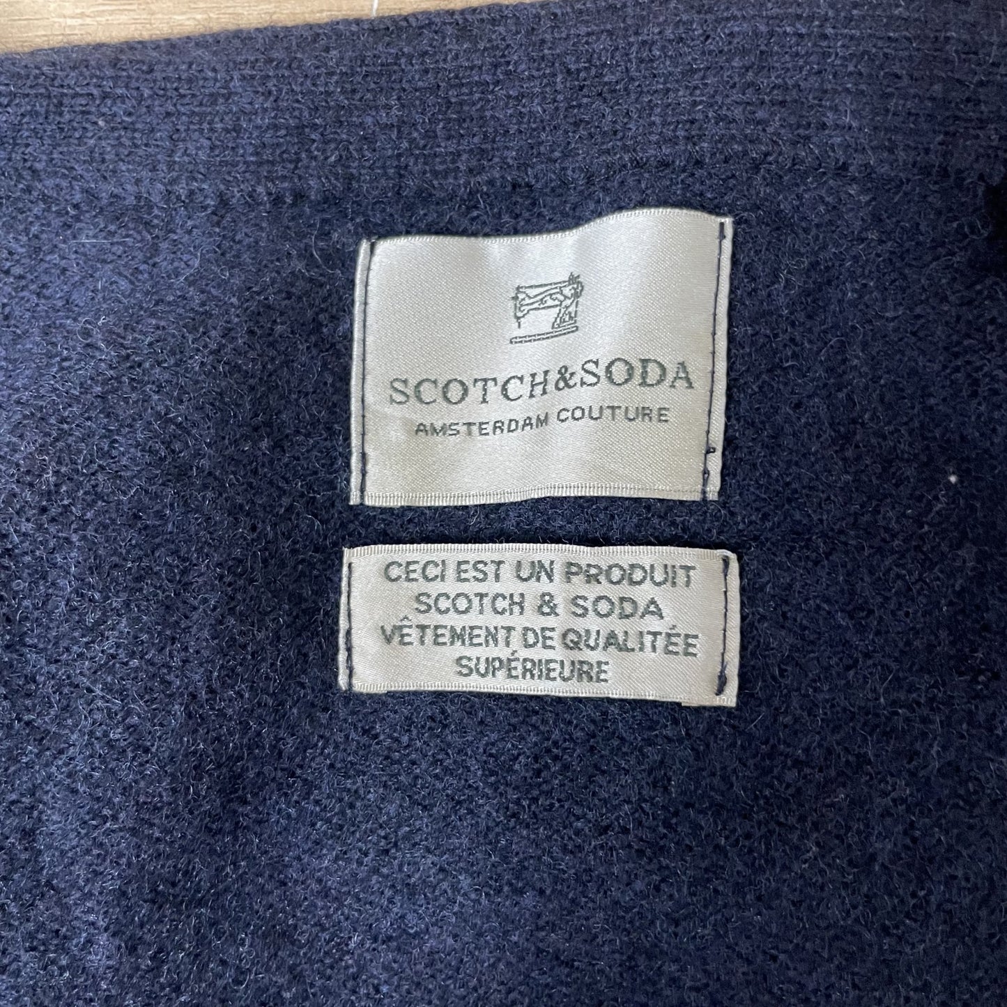 90s SCOTCH&SODA vintage 古着　ビンテージ ウール　カーディガン　ネイビー