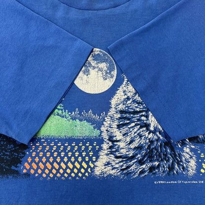 80s アメリカ製 狼 ビックプリント 半袖Ｔシャツ Hanes ヴィンテージ Mサイズ 古着