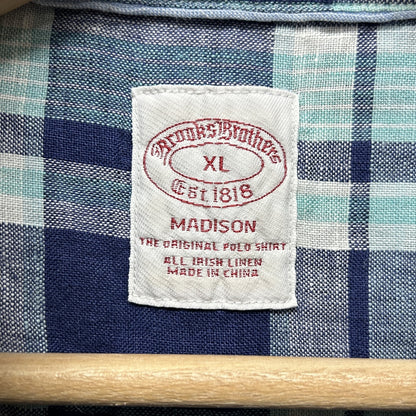 00s BrooksBrothers ブルックスブラザーズ　リネン　チェックシャツ　長袖　ラルフ　vintage 古着　ビンテージ