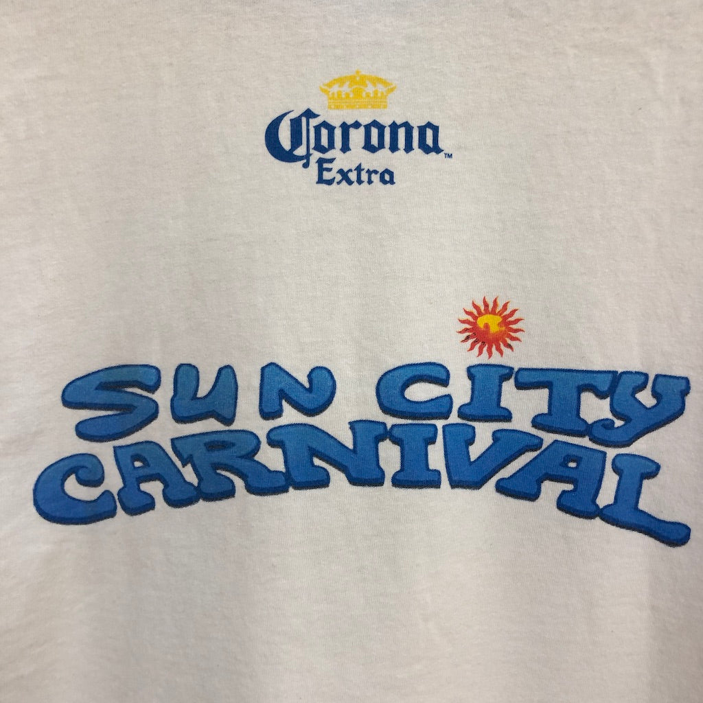 00s vintage Corona Extra コロナエキストラ Corona Beer コロナビール Kenny Chesney ケニーチェズニー Sun City Carnival Tour サンシティーカーニバルツアー リンガー プリントTシャツ 半袖 カットソー 2009年