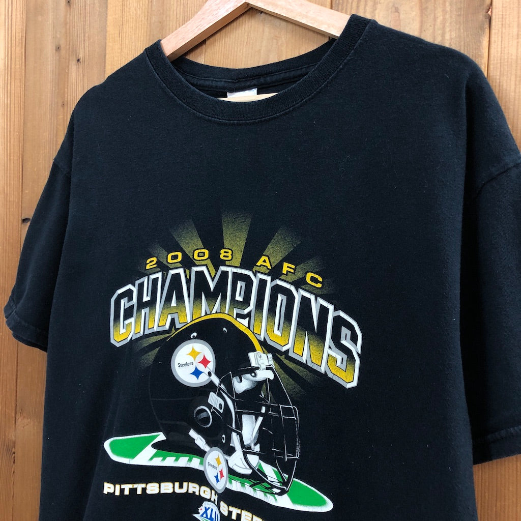 00s vintage GILDAN ギルダン Pittsburgh Steelers ピッツバーグスティーラーズ Champions チャンピオンズ 2008年 プリントTシャツ 半袖 カットソー