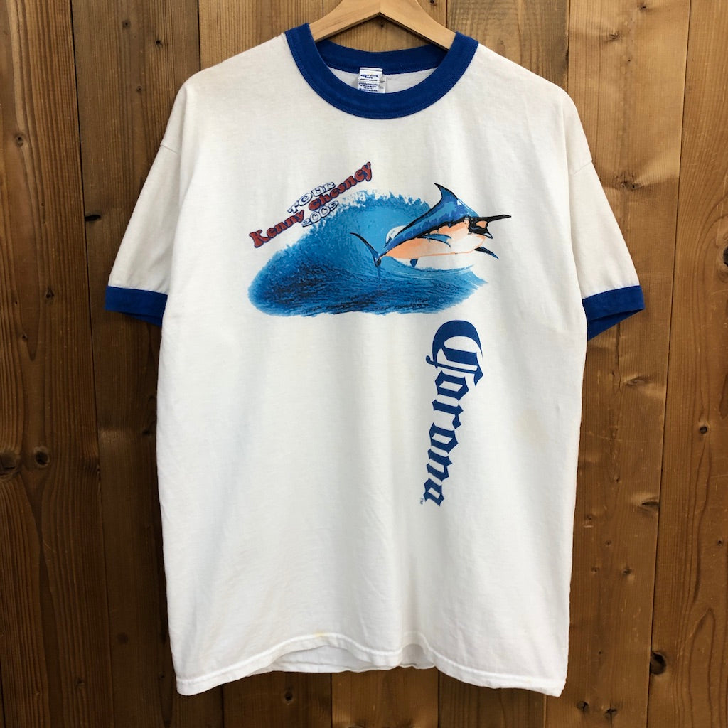 00s vintage Corona Extra コロナエキストラ Corona Beer コロナビール Kenny Chesney ケニーチェズニー Sun City Carnival Tour サンシティーカーニバルツアー リンガー プリントTシャツ 半袖 カットソー 2009年